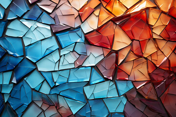 Fragmented shards of color and form, reminiscent of shattered glass, representing the moments of mental fragmentation that can occur during periods of stress or confusion. - obrazy, fototapety, plakaty