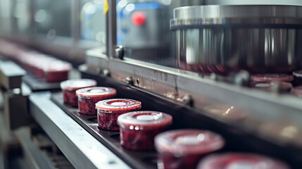 Uma linha de processamento de alimentos moderna com maquinaria automatizada demonstrando a eficiência e precisão envolvidas na produção em massa de alimentos embalados