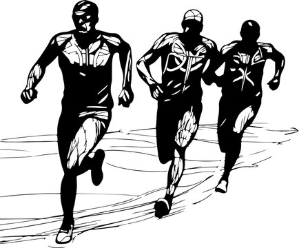 Vektorgrafik Vector von Figuren, Sportlern, abstrakte Menschen, schwarze weiß 