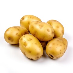 white background, raw potatoes with no reflection