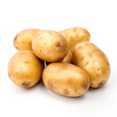 white background, raw potatoes with no reflection, 