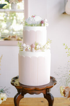 wedding cake and flowers