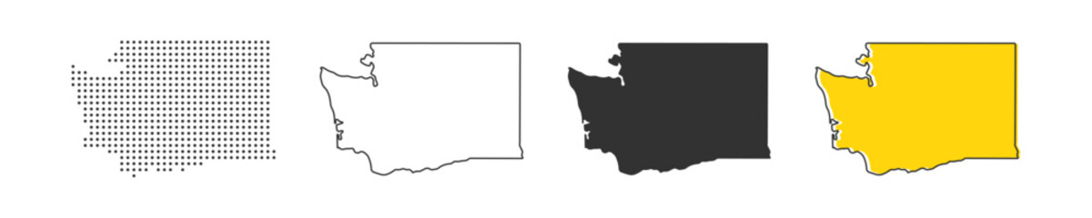Washington state map of USA country. Geography border of American town. Vector illustration.