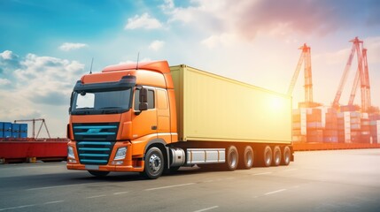 The intricate web of truck logistics and smart transportation optimizes containerized cargo distribution and industry efficiency.
