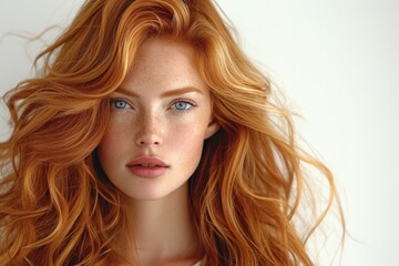 Naklejka premium Captivating Beauty in Motion: A Closeup Portrait of a Stunning Young European Model Shaking Her Blonde Hair, Generative AI