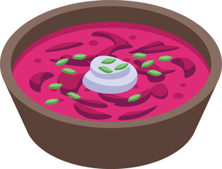 Cream food borsch icon isometric vector. Culinary food. Pork orange