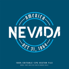 Nevada circle badge logo text effect vector. Editable college t-shirt design printable text effect vector	