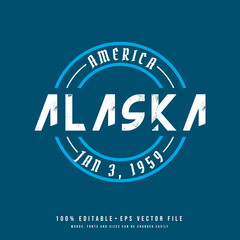 Alaska circle badge logo text effect vector. Editable college t-shirt design printable text effect vector	