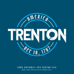 Trenton circle badge logo text effect vector. Editable college t-shirt design printable text effect vector	