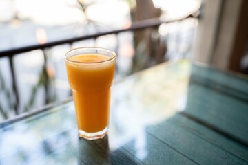 delicious orange juice at healthy breakfast spot during the morning