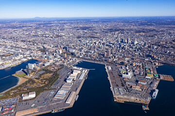 千葉ポートパークと千葉市街・空撮