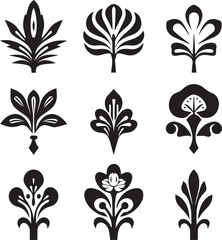 Set of graphic design vector icon flower ornaments. Hand drawn vector illustration - obrazy, fototapety, plakaty