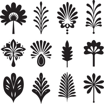 Set of graphic design vector icon flower ornaments. Hand drawn vector illustration