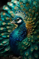 Fototapeten peacock with feathers © Karim