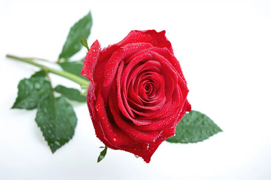 Gentle red rose isolated on a white or transparent background. Rose flower is symbol of love, Gifts for anniversaries or Valentine's Day.