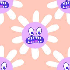 Cartoon retro floral seamless flower and butterfly pattern for fabrics and linens and kids clothes print