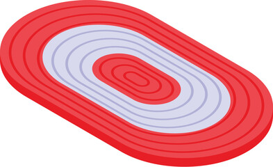 Red textile door mat icon isometric vector. Doorstep porch. House carpet