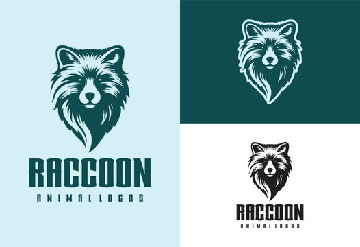 raccoon head logo design vector illustration for sports team