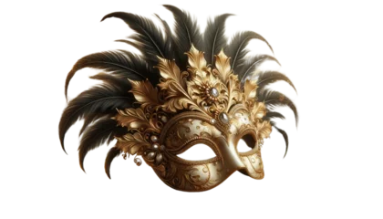 Fotobehang carnival venician mask, on a transparent backgraund, generative AI © Eduardo