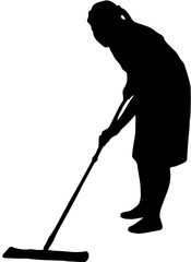 vector silhouette illustration of an office janitor