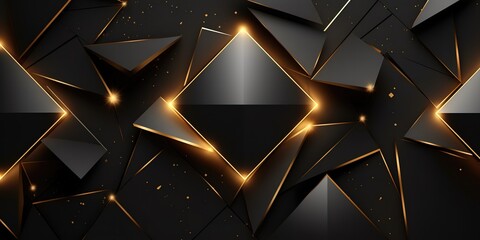 The background is black and gold in 3D style