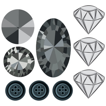 A flat style diamond set. Abstract black diamond collection icons. Linear outline sign. Diamonds vector logo design.