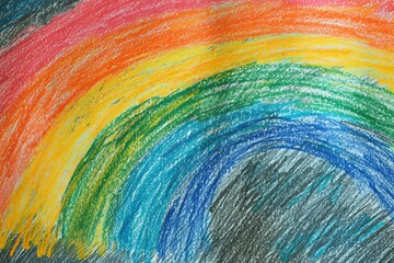 Abstract artistic background illustrating a child s colorful grungy rainbow crayon drawing with rough texture