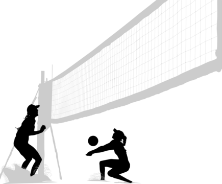 silueta, voleibol, pegatina, vector, juego, salto, jugador, playa