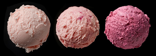 three pink ice cream balls