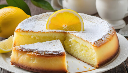 Homemade citrus pastries lemon cake on table