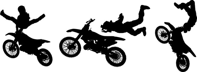vector, silueta, motocross, acrobacia, pegatina - obrazy, fototapety, plakaty