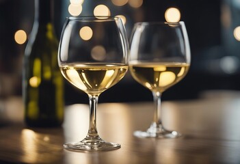 Two glasses of white wine in pub
