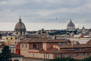 Fototapeta na wymiar Skyline and rooftops of Rome from Victor Emmanuel II Monument
