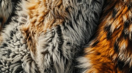  a close up of the fur of a fur - like animal that is brown, black, gray and white with a black stripe on the side of the fur. - obrazy, fototapety, plakaty