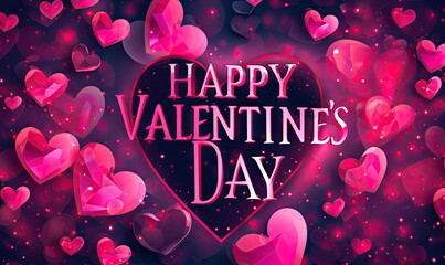 happy valentine day wallpaper with lots of heart shaped hearts Generative AI - obrazy, fototapety, plakaty