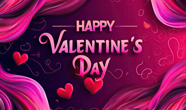valentine's day banners with hearts on pink background Generative AI