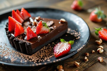 Hazelnut and strawberry chocolate tart