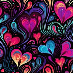 abstract modern background of hearts in neon colors,design concept for a postcard,invitation or advertising banner for Valentine's day,wedding and other celebrations