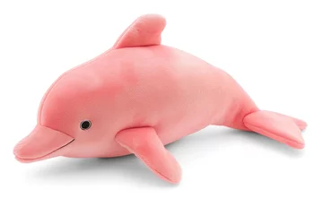 Foto op Aluminium Isolated pink dolphin toy on white © The Big L
