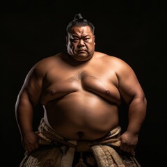 Fototapeta na wymiar Japanese sumo wrestler in concentrated position