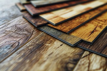 Laminate flooring samples made of wood and timber