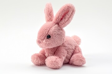 Plush pink rabbit for children s toys Isolated on white Easter Bunny