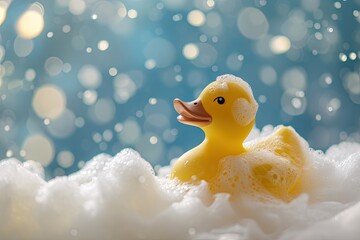 Rubber duck in foam at a spa celebrating Global Handwashing Day