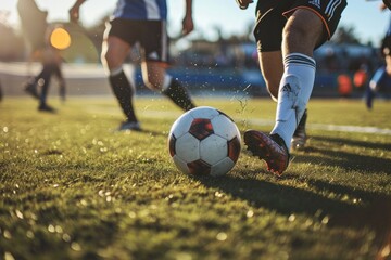 Fototapeta premium Soccer players legs compete in a match