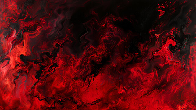 Abstract Red and Black Swirling Patterns Resembling Lava Flow or Flames