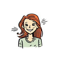 a cartoon of a woman with red hair