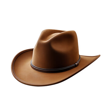a brown cowboy hat with a white background