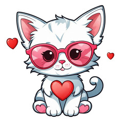 Valentine's Day graphics cute white little cat