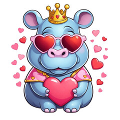 graphics for Valentines Day purple cute hippopotamus
