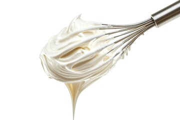 Whisk meringue cream white background